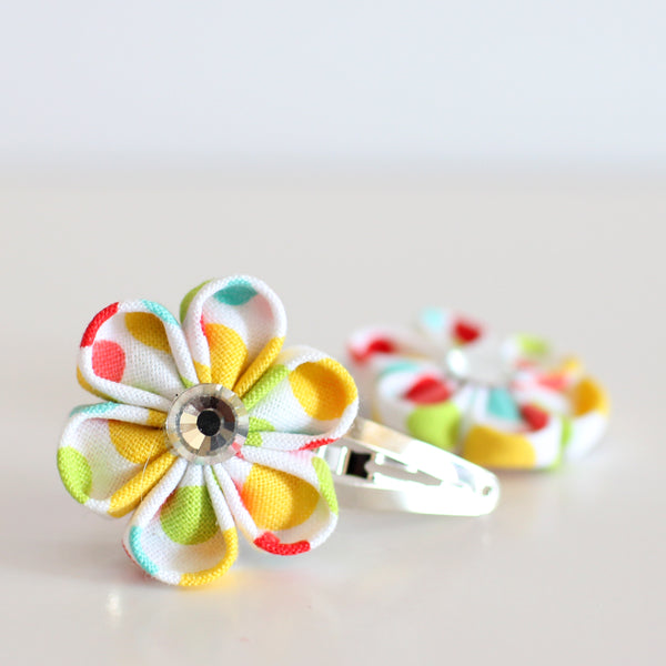 Fabric Flower Hair Clips