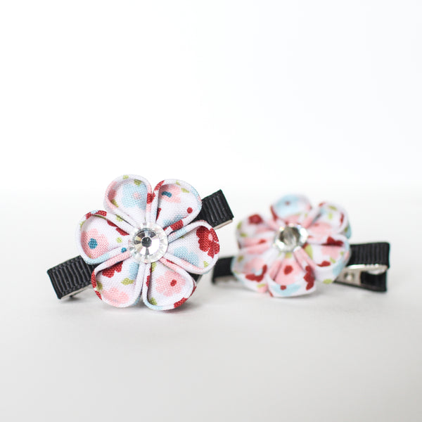 Fabric Flower Hair Clips